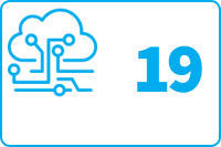 Cloud computing circuit icon representing 19 tech solutions deployed