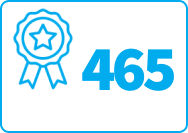 Award ribbon badge icon signifying 465 professional achievements won