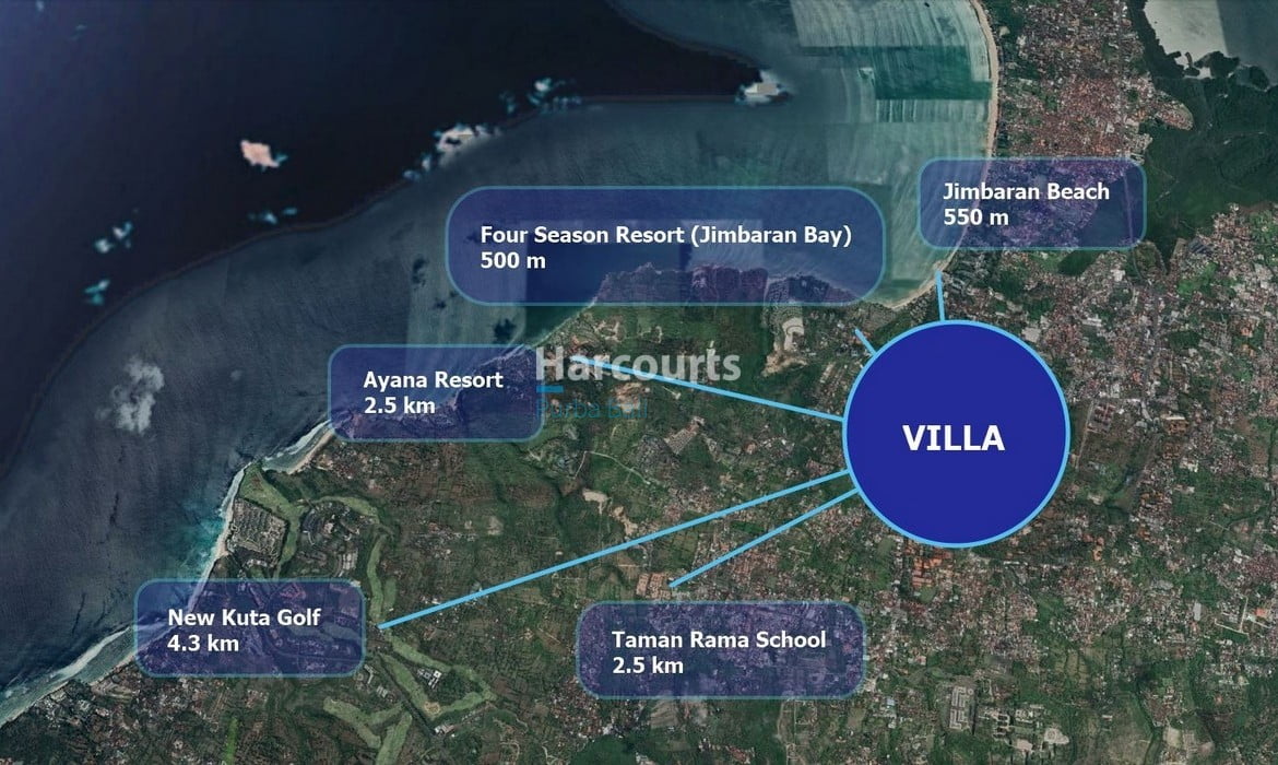 Location Map Jimbaran Hill Bali Villa for Sale