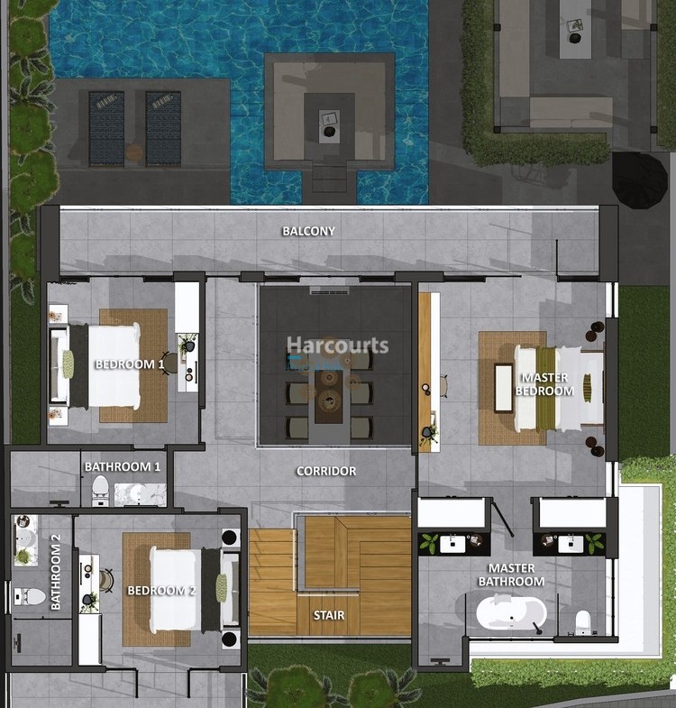 Layout of Leasehold 4 Bedroom Mediterranean Style Villa in Canggu, Bali