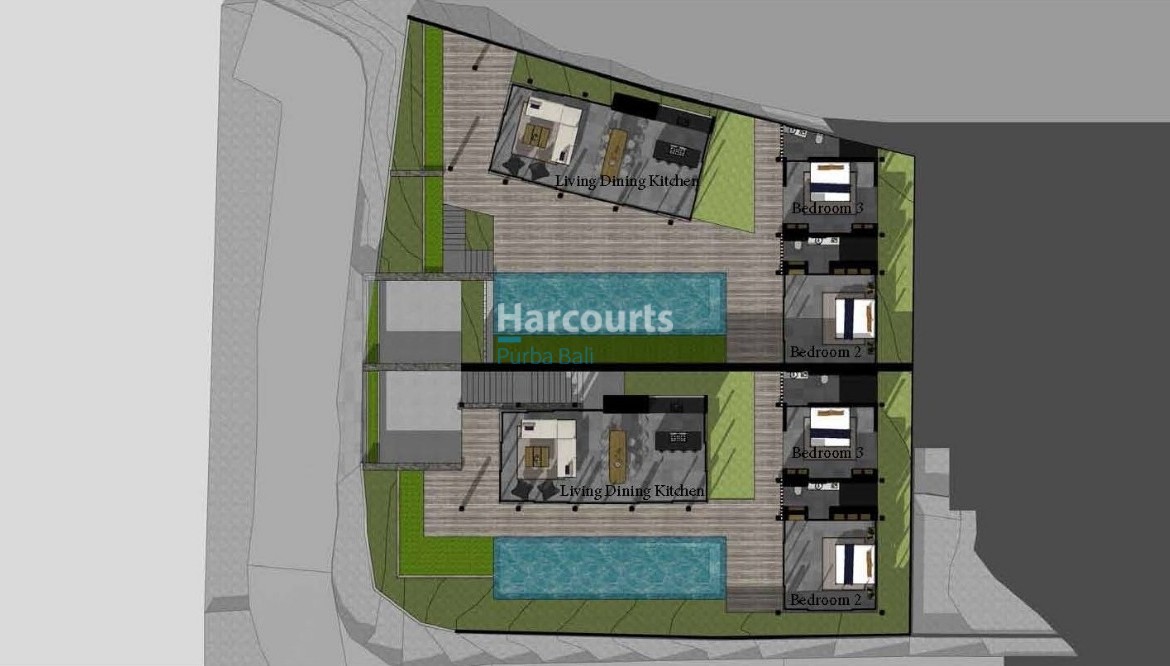 Floorplan of Freehold 3 Bedroom Villa in Bingin, Bali in Bukit