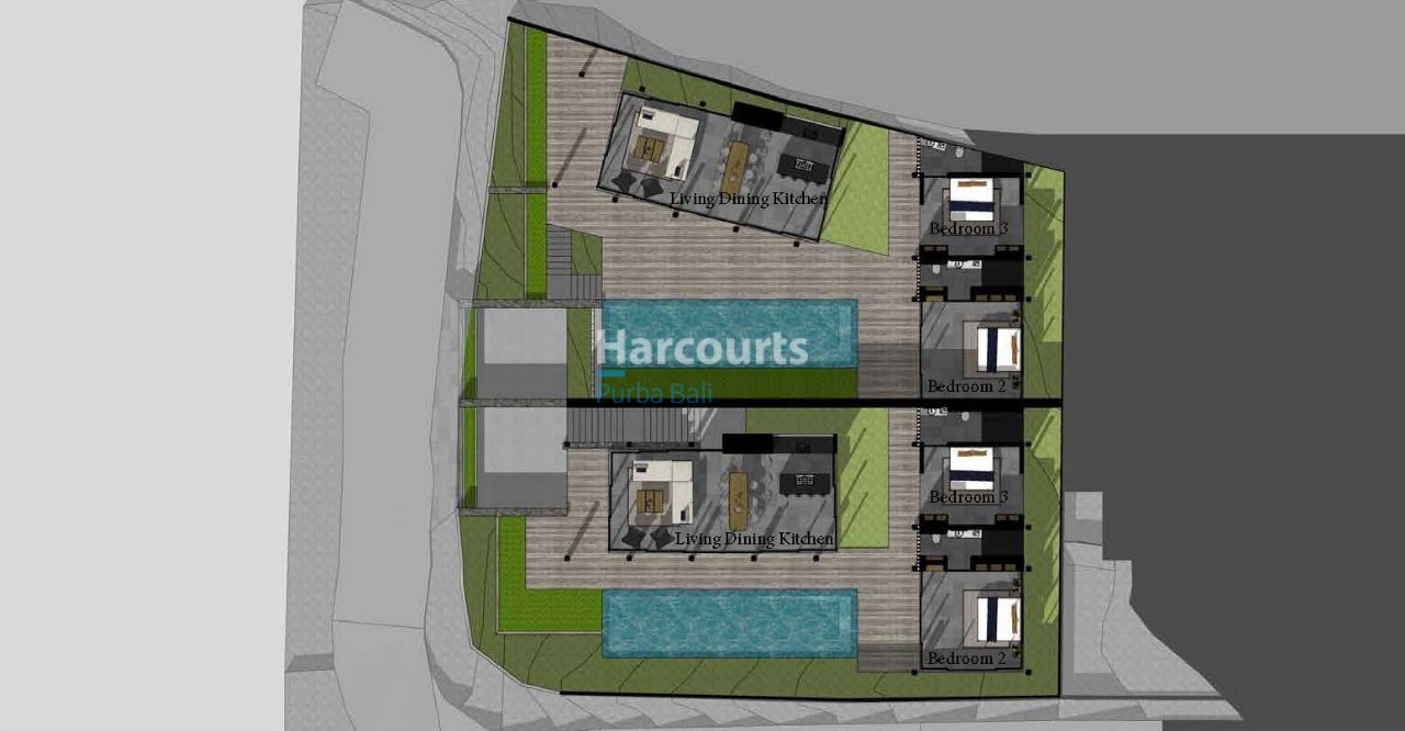 Floorplan of Freehold 3 Bedroom Villa in Bingin, Bali in Bukit