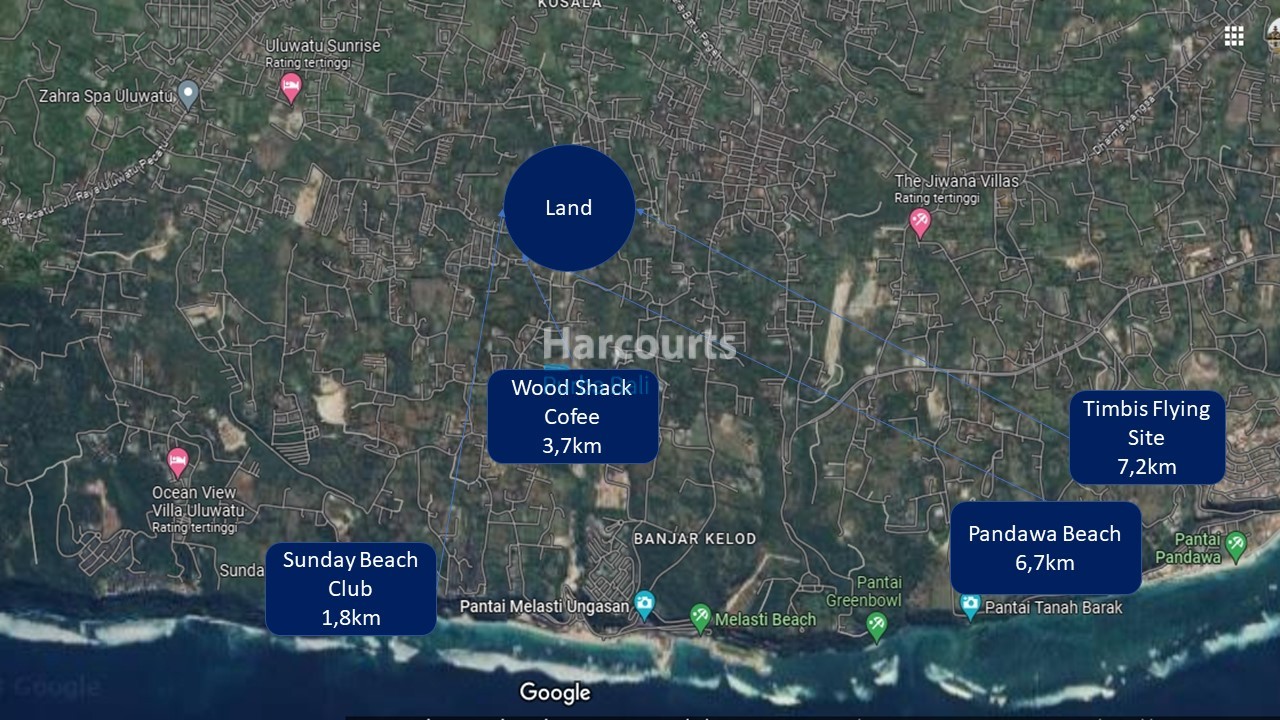 Land Plot Location Map Ungasan, Bukit Land for Sale Freehold Bali Real Estate