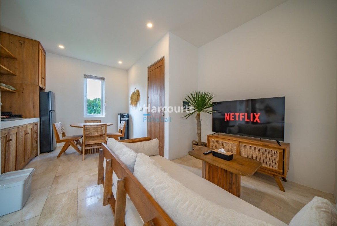 Canggu Apartment Rental Wooden Furniture Netflix Tv