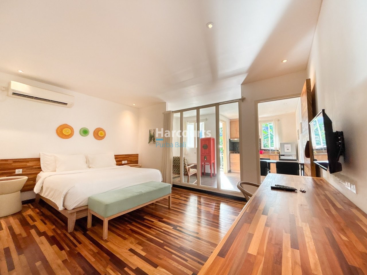 Jimbaran Apartment Complex Wooden Cabinetry Mosaic Tile Backsplash