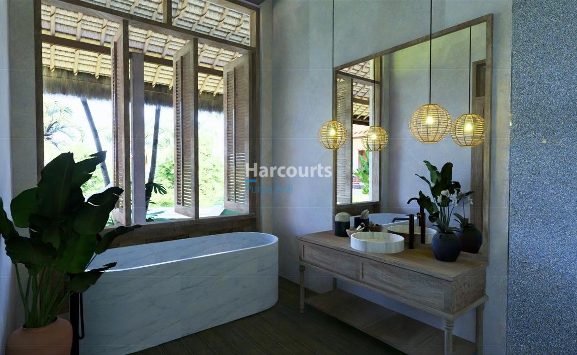 Kaba Kaba Villa Bathroom Jungle View Wicker Pendant Lights
