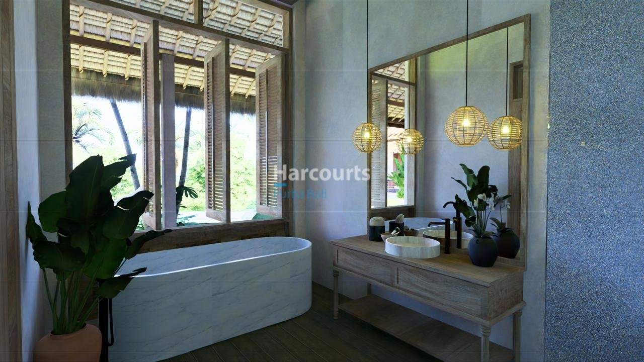 Kaba Kaba Villa Bathroom Jungle View Wicker Pendant Lights