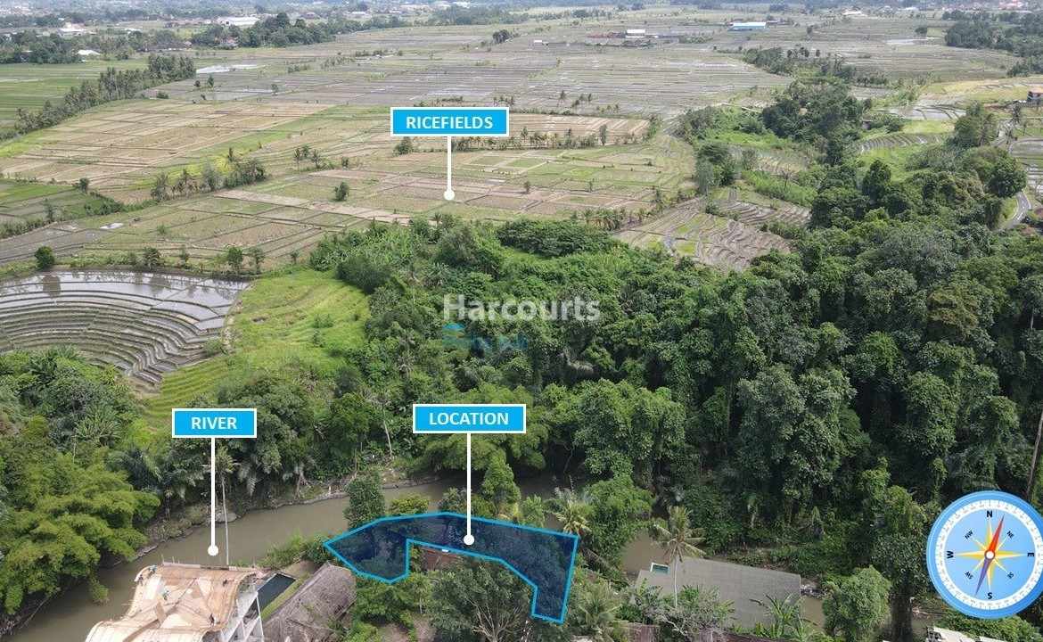 Cepaka Riverfront Land Offered Ricefield View