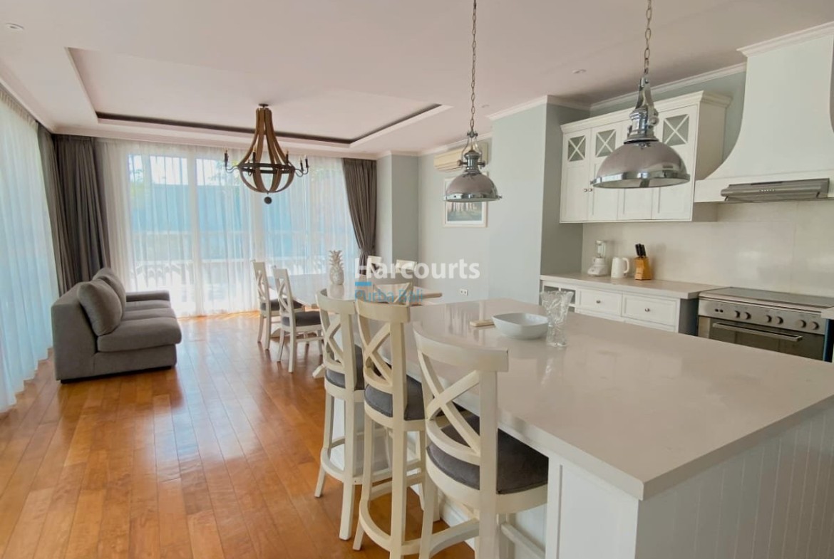 Combining Contemporary Tropical Living Swimming Pool