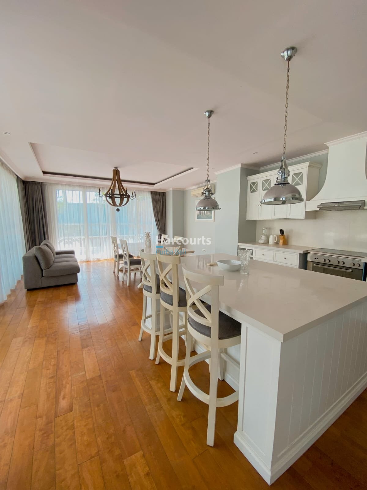 Combining Contemporary Tropical Living Swimming Pool