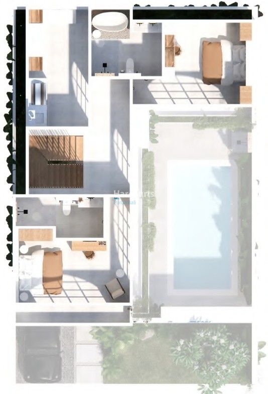 Floorplan 3-Bedroom Resort Style Luxury Villas in Bingin Bali 3-Bedroom
