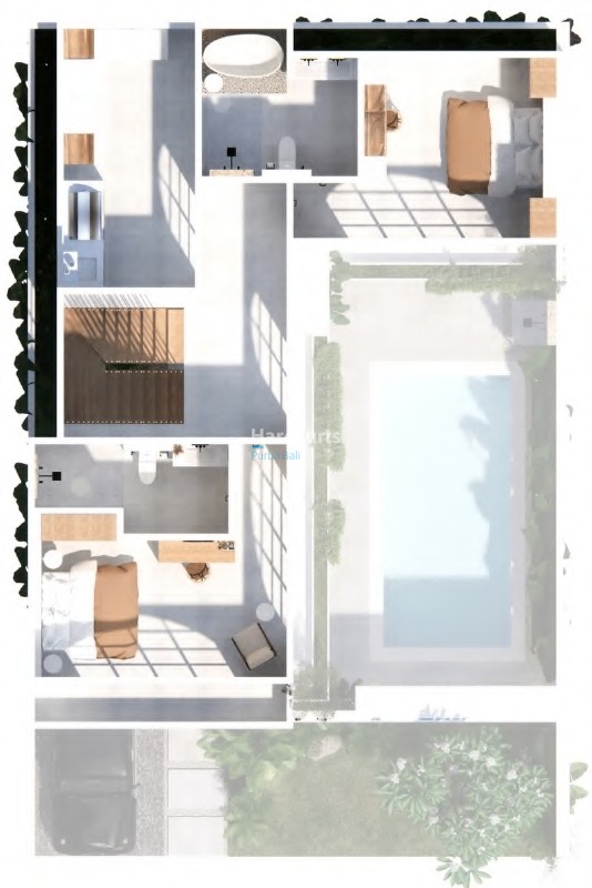 Floorplan 3-Bedroom Resort Style Luxury Villas in Bingin Bali 3-Bedroom