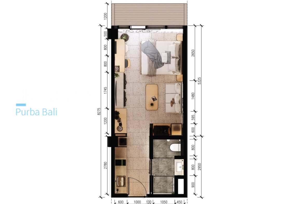 Blueprint Studio 3D - Turnkey Leasehold Apartment Investment Opportunity Perenan Bali with Ocean Views