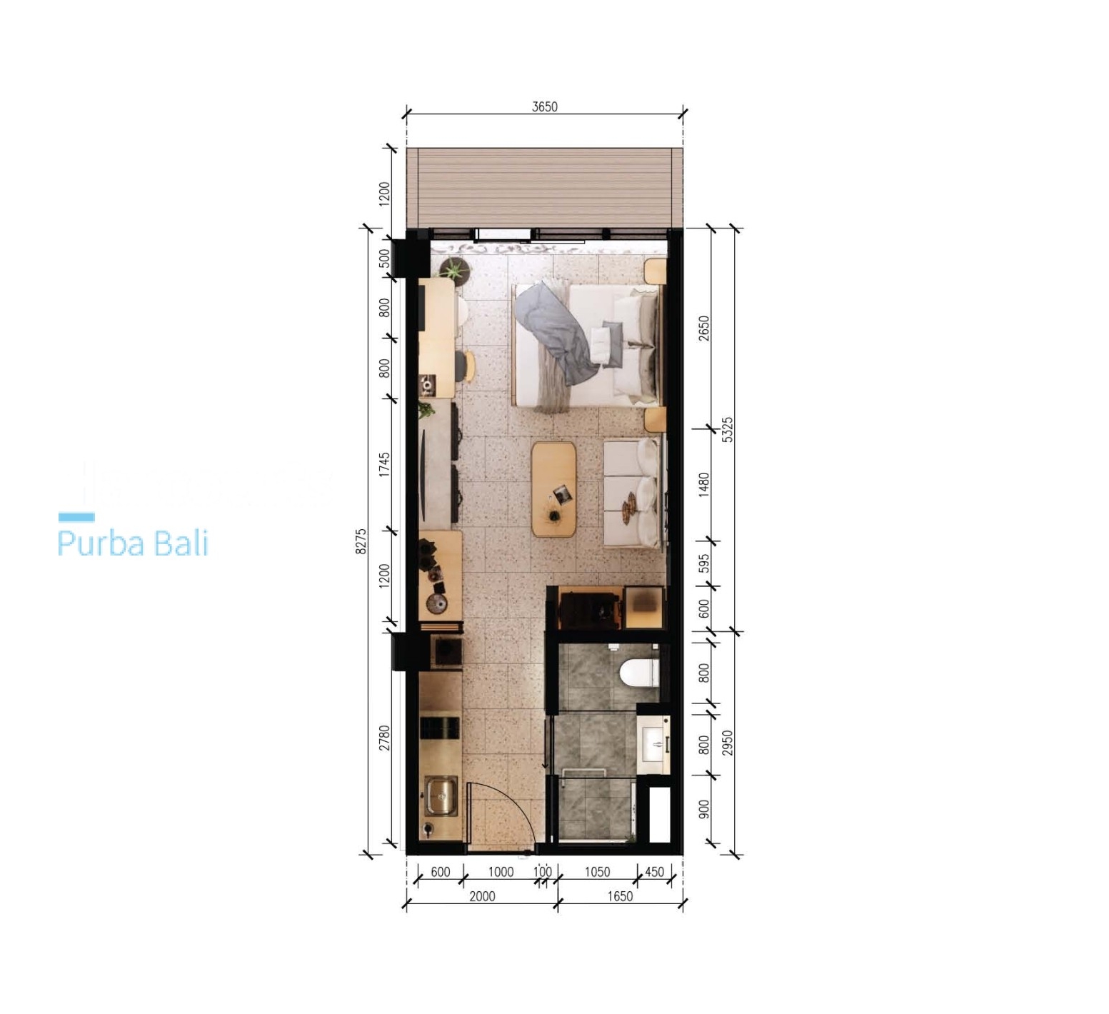 Blueprint Studio 3D - Turnkey Leasehold Apartment Investment Opportunity Perenan Bali with Ocean Views