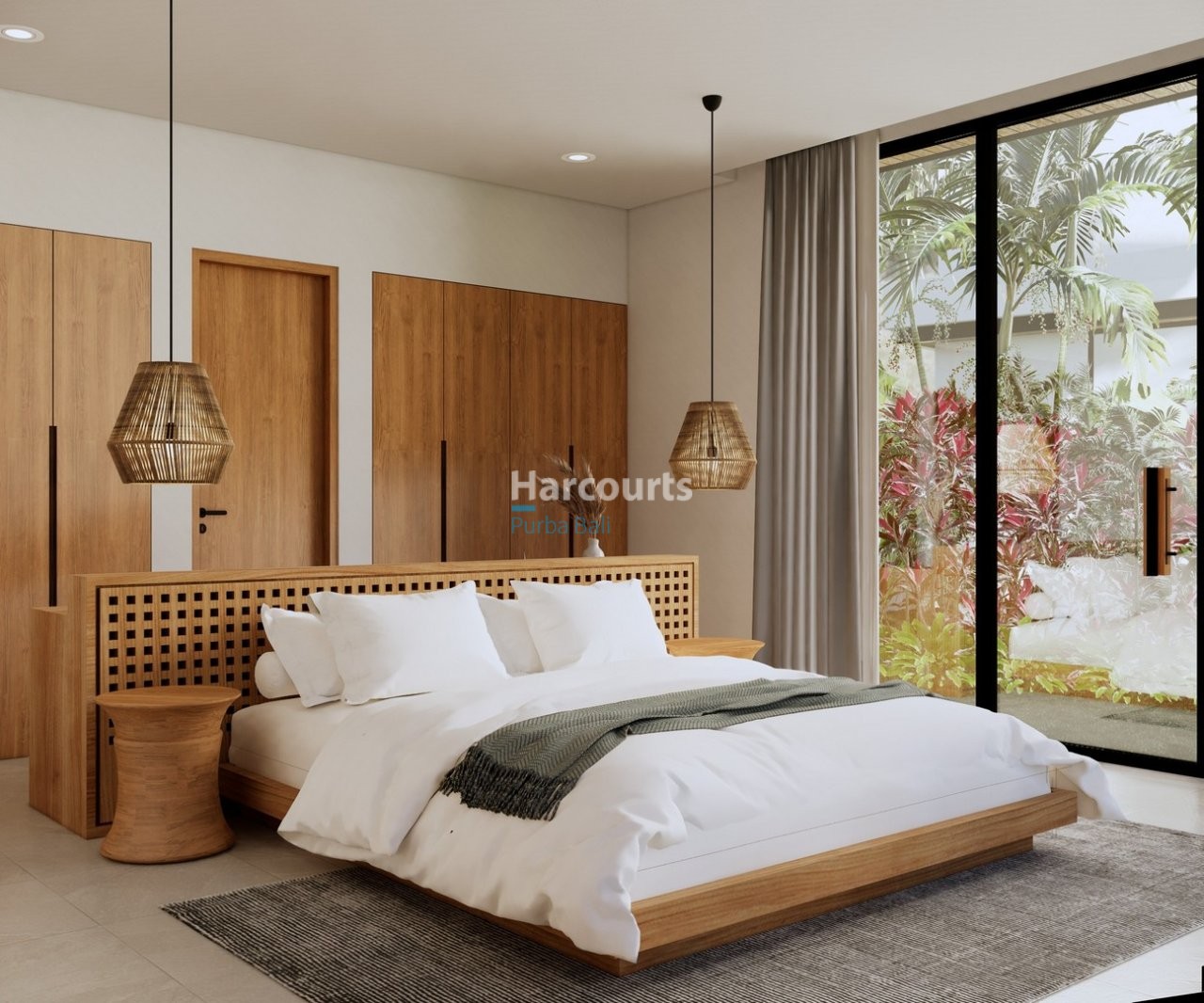 Bingin Bali Villa Bedroom Woven Pendant Lighting