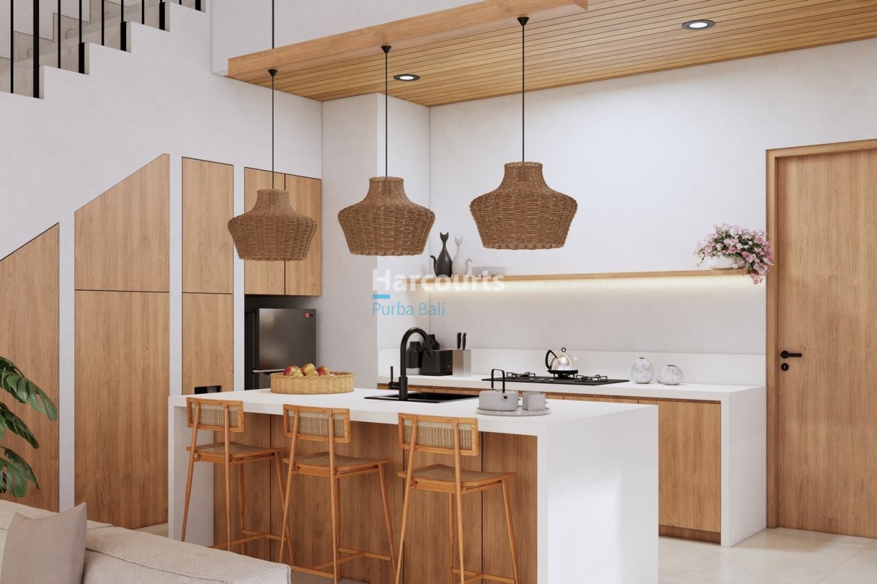 Bingin Bali Villa Leasehold Woven Pendant Lighting Kitchen Island
