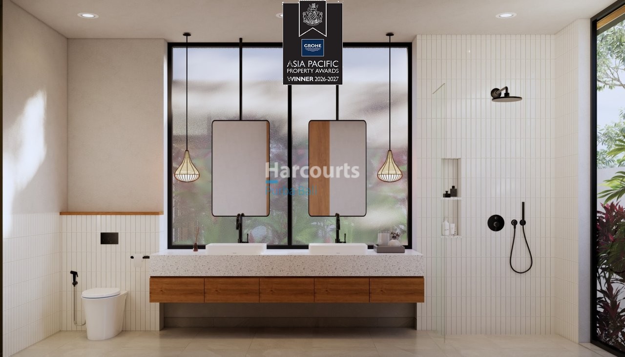 Bingin Villa Bathroom Black Fixtures Timber Cabinetry