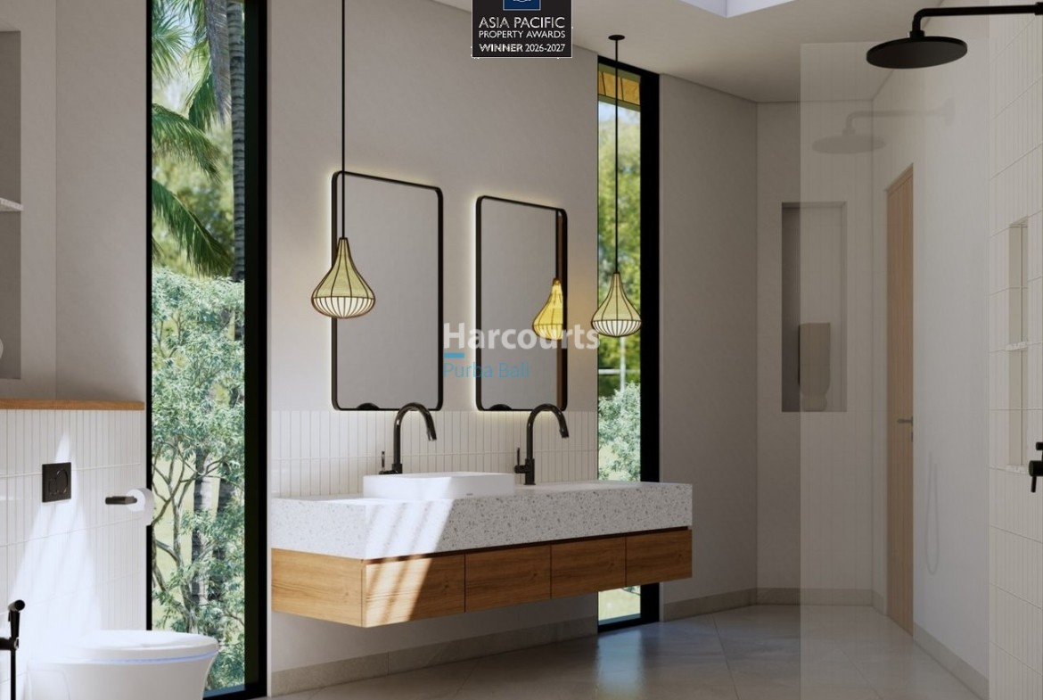 Bingin Villa Bathroom Double Basin Black Fixtures