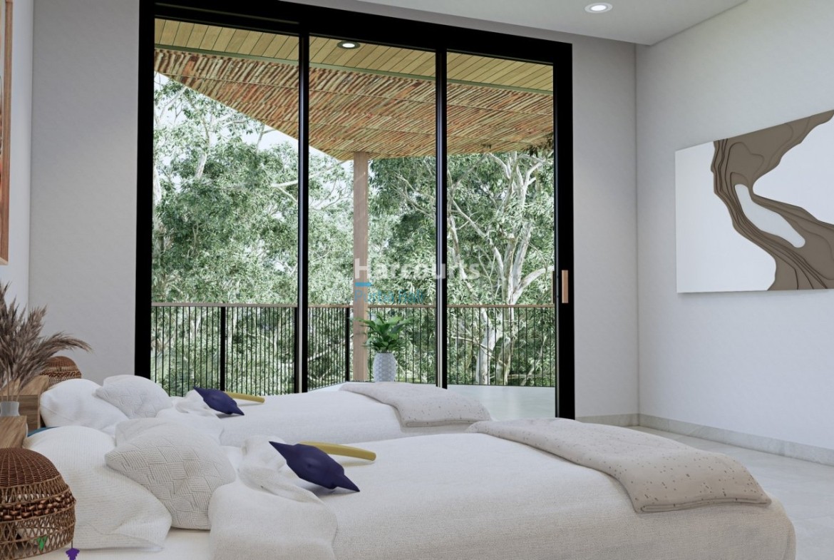 Bingin Villa Bedroom White Bedding Jungle View