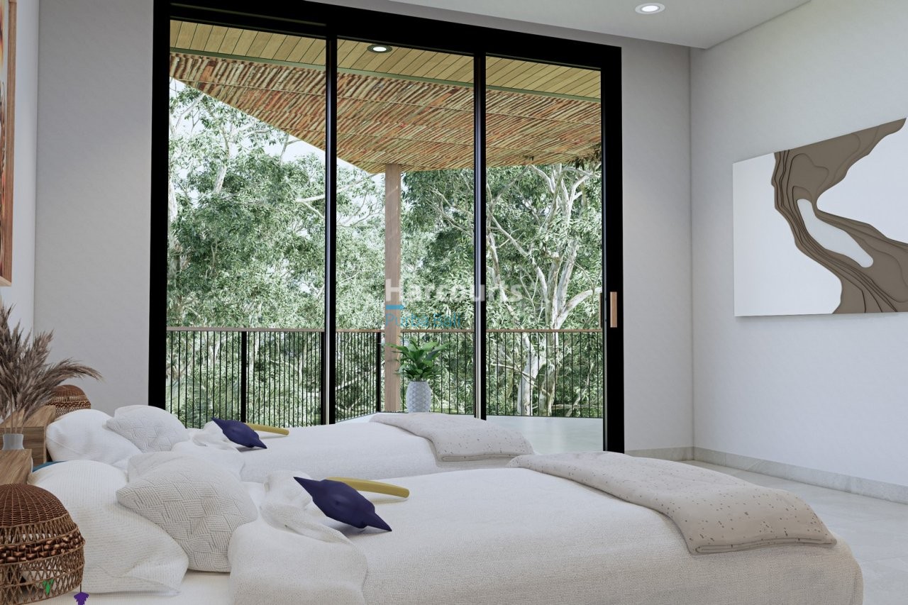 Bingin Villa Bedroom White Bedding Jungle View