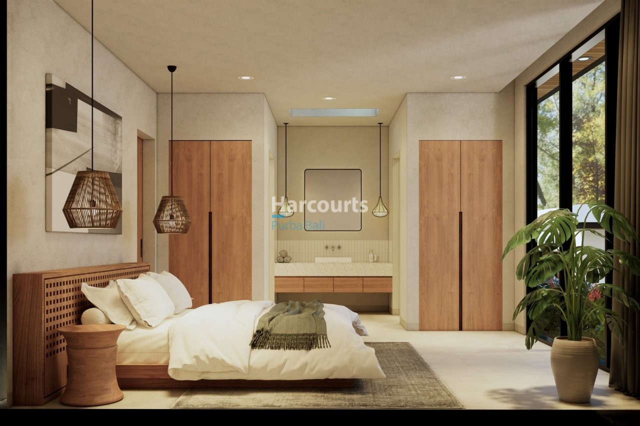 Bingin Villa Bedroom Wooden Wardrobes Pendant Lights