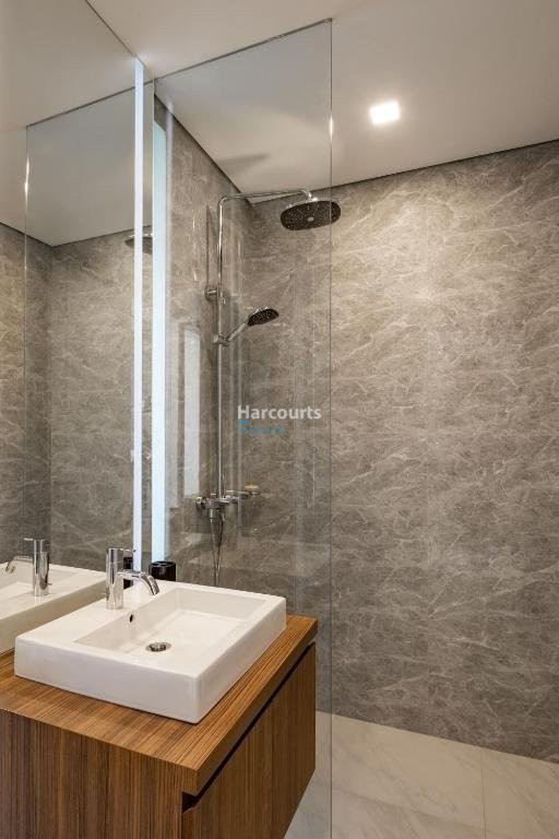 Babakan Canggu Apartment Grey Marble Bathroom Rainfall Shower
