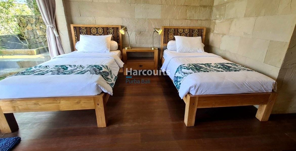 Freehold Bali Villa Bedroom Twin Beds Wooden Floor