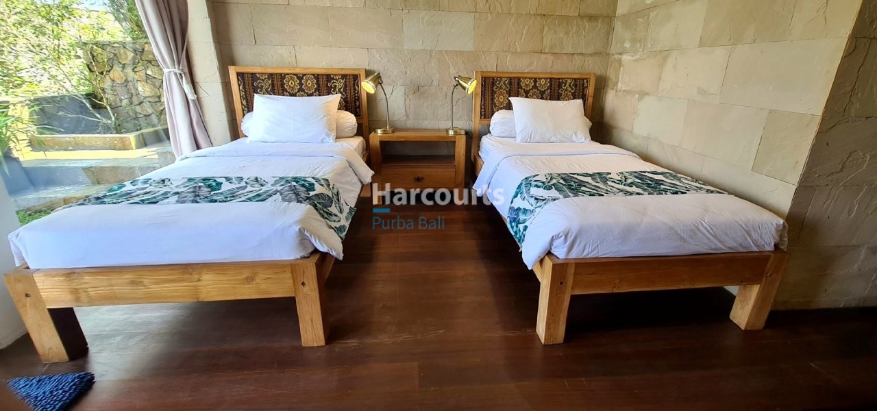 Freehold Bali Villa Bedroom Twin Beds Wooden Floor