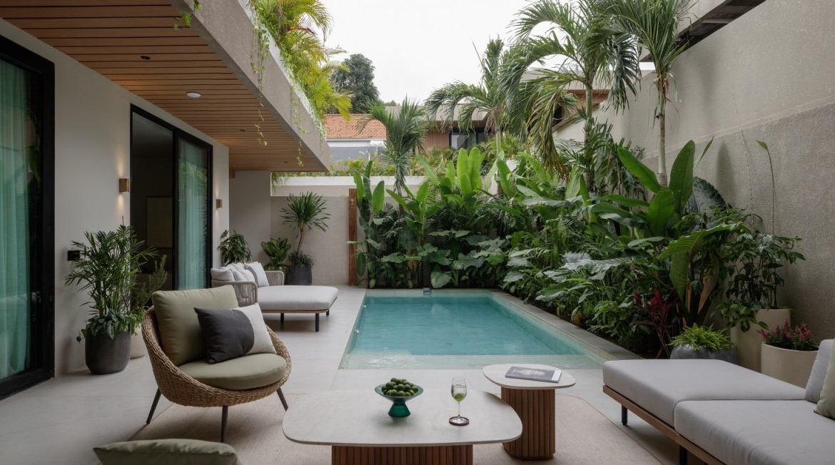 Modern Community River Tucked Tropical Modern